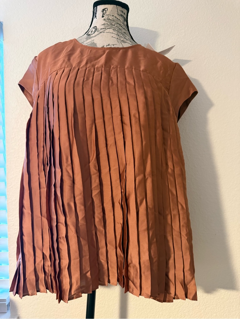 DR2 Pleated Rust-Tone Cap Sleeve Tunic